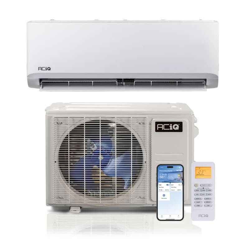 ACiQ Standard 9,000 BTU R-454B 208/230V (ACIQ-09WS-HP230C / ACIQ-09ZS-HP230C) mini-split heat pump indoor wall unit and outdoor condenser