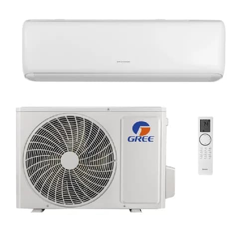 GREE Livo R32 12k mini-split heat pump indoor wall unit, outdoor condenser, and remote