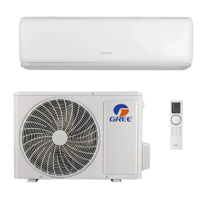 GREE Livo R32 24k mini-split heat pump indoor wall unit, outdoor condenser, and remote