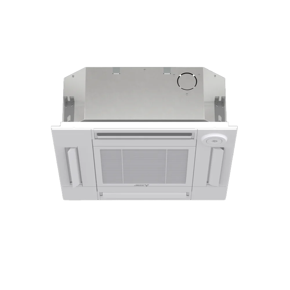 Mitsubishi Electric four-way ceiling cassette indoor unit for an M-Series SLZ system.