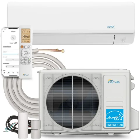 Senville AURA 12k mini-split heat pump indoor wall unit and outdoor condenser