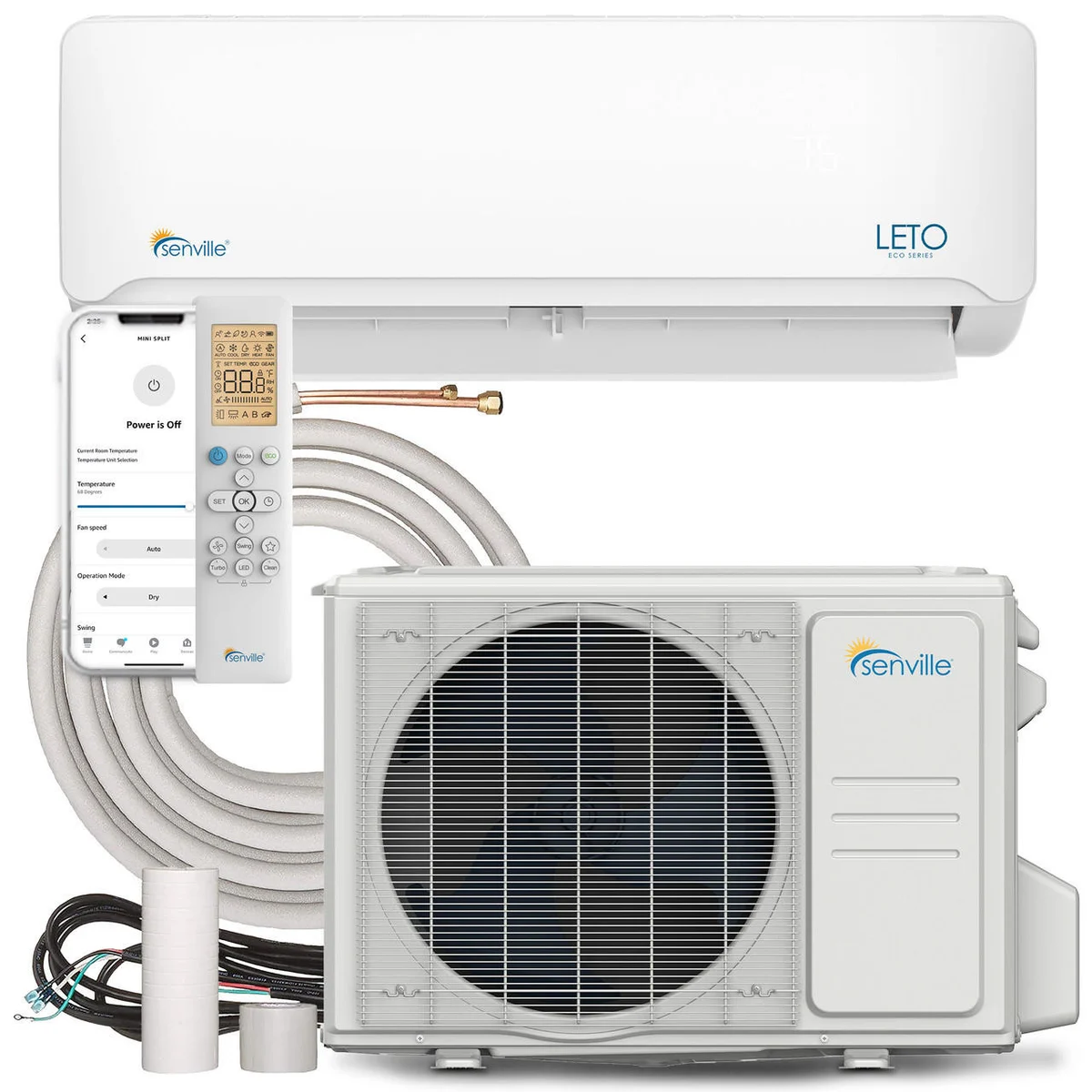 Senville LETO 24,000 BTU R-454B 208/230V (SENL-24CD-ILL / SENL-24CD-OL) mini-split heat pump indoor wall unit and outdoor condenser